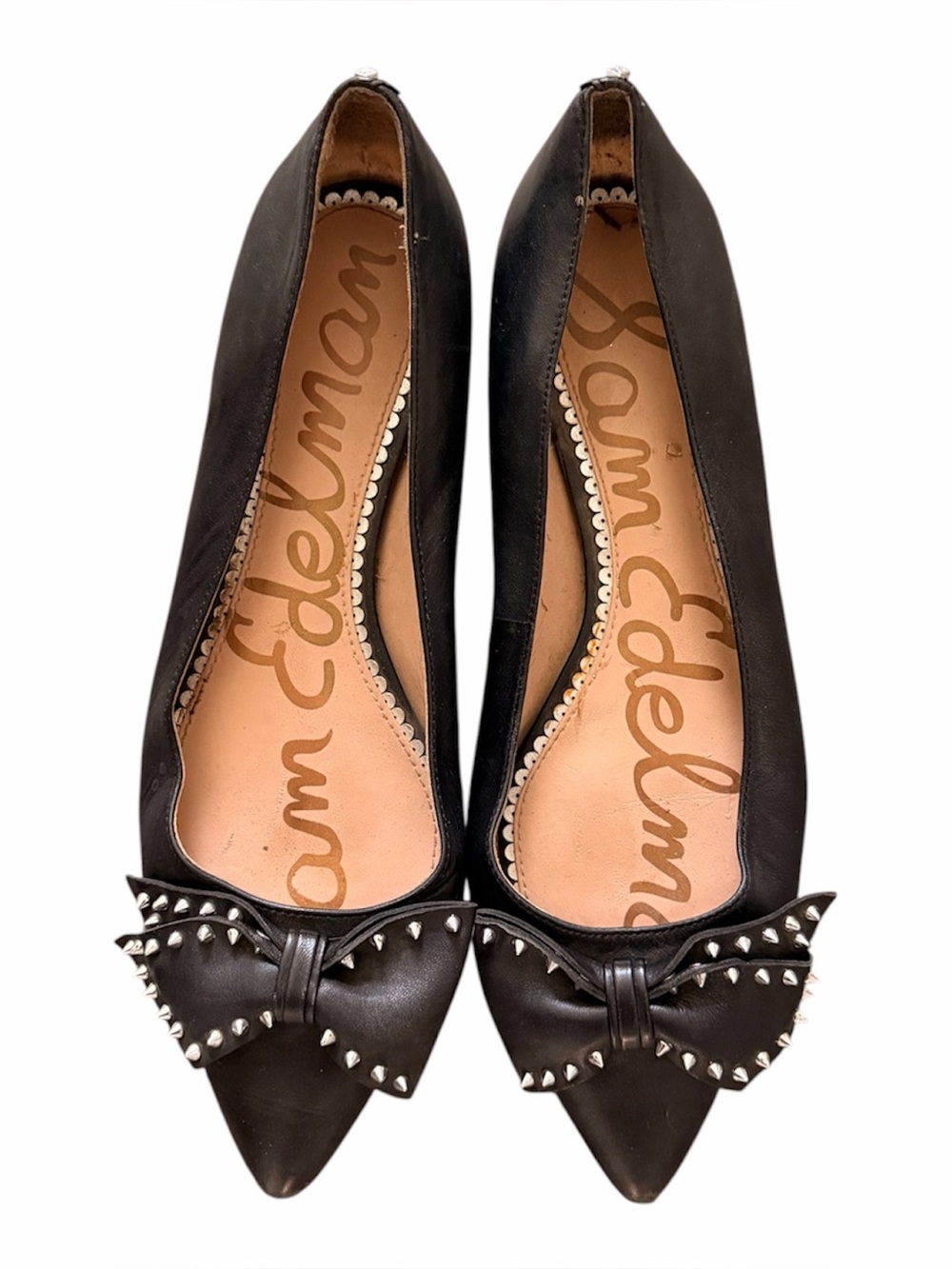 Sam Edelman Black Pointed Toe Flats with Studded Bow